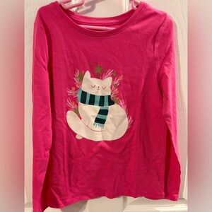 Girls Shirt Pink With Kitty, Size 7 New